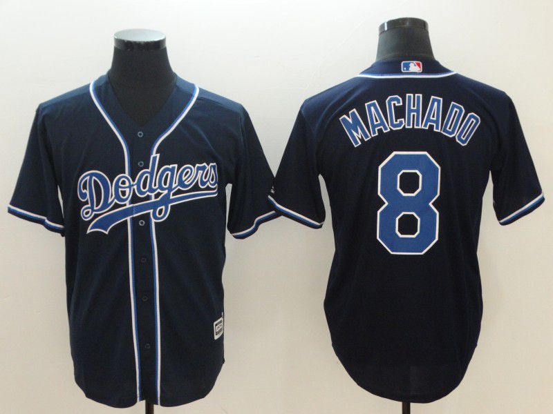 Men Los Angeles Dodgers #8 Machado Black Throwback MLB Jerseys